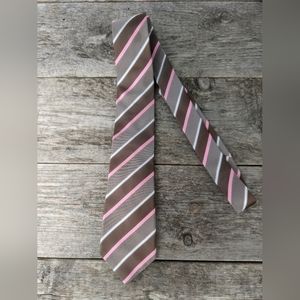 St-George by Duffer silk tie pink brown and white tones Necktie Cravatte